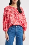 Caslonr Caslon(r) Pintuck Pleat Top In Red- Pink Serena Floral