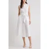 Caslonr Caslon(r) Pintuck Sleeveless Cotton Poplin Shirtdress In White