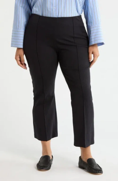Caslonr Caslon(r) Pintuck Stretch Cotton Crop Flare Leg Pants In Black