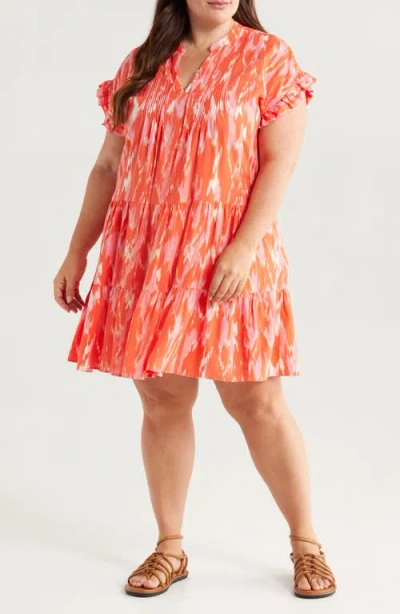 Caslonr Caslon(r) Pintuck Tiered Linen Blend Shift Dress In Pink