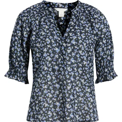 Caslonr Caslon(r) Pintucked Short Sleeve Popover Top In Blue
