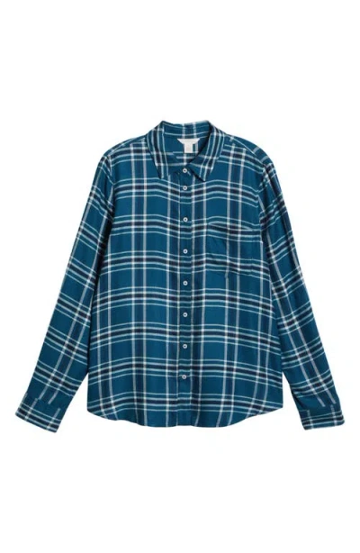 Caslonr Caslon(r) Plaid Flannel Button-up Shirt In Teal- Navy Maude Check