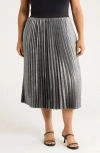 Caslonr Caslon(r) Pleated Metallic Midi Skirt In Silver