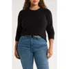 Caslonr Caslon(r) Pointelle Detail Crewneck Sweater In Black