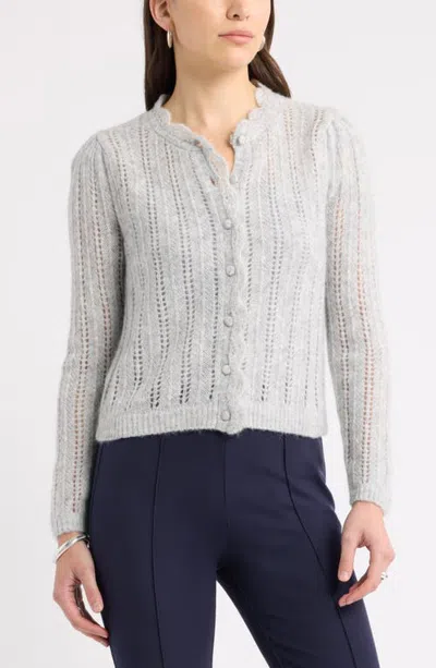Caslonr Caslon(r) Pointelle Texture Cardigan In Gray