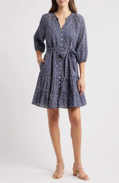 Caslonr Caslon(r) Print Cotton Minidress In Navy Dot