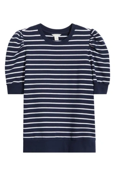 Caslonr Caslon(r) Puff Short Sleeve Sweatshirt In Navy- White Josephine Stripe