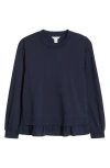 Caslonr Caslon(r) Puff Shoulder Mixed Media Sweatshirt In Navy Blazer