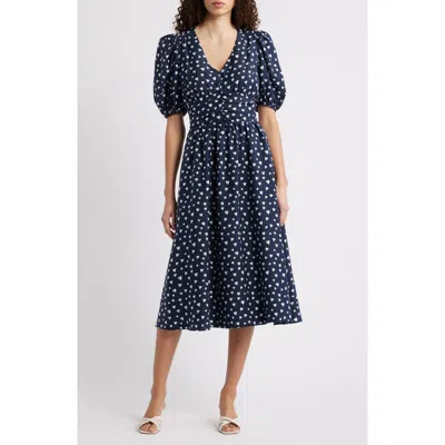 Caslonr Caslon(r) Puff Sleeve Heart Midi Dress