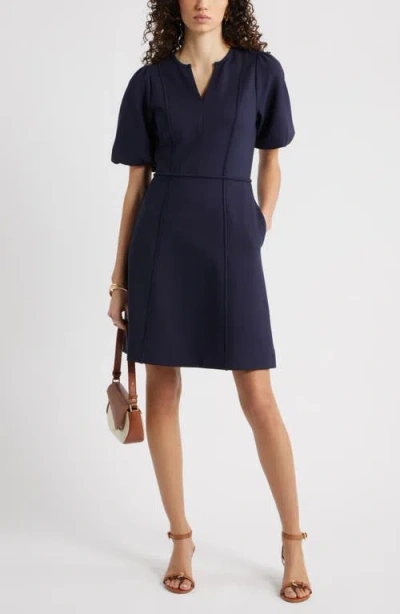 Caslonr Caslon(r) Puff Sleeve Ponte Dress In Blue