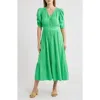 Caslonr Caslon(r) Puff Sleeve Ruffle Hem Gauze Maxi Dress In Green Celtic