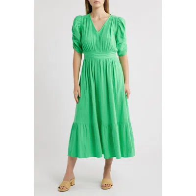 Caslonr Caslon(r) Puff Sleeve Ruffle Hem Gauze Maxi Dress In Green Celtic