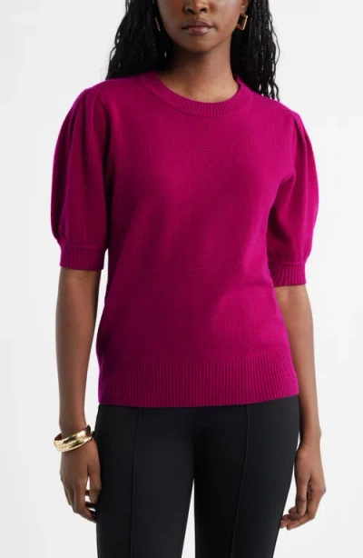 Caslonr Caslon(r) Puff Sleeve Wool & Cashmere Sweater In Purple