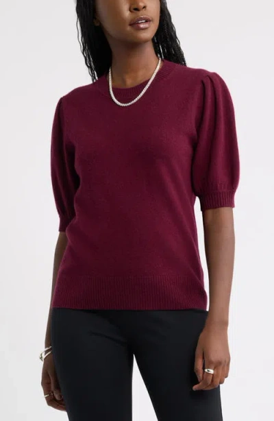 Caslonr Caslon(r) Puff Sleeve Wool & Cashmere Sweater In Burgundy London