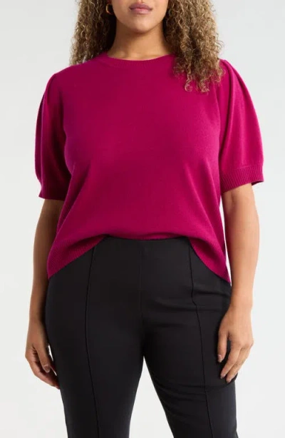 Caslonr Caslon(r) Puff Sleeve Wool & Cashmere Sweater In Pink Plumier