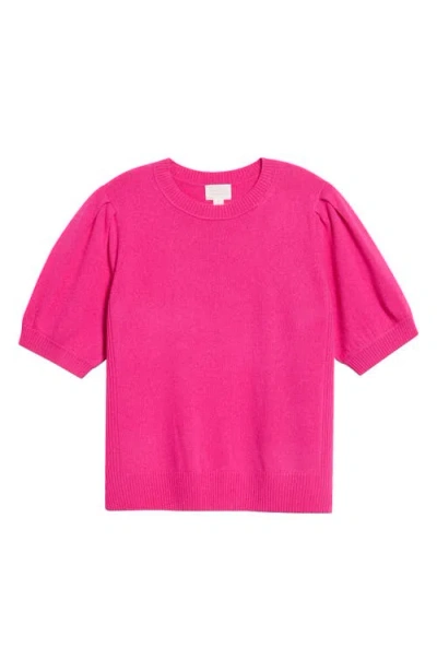 Caslonr Caslon(r) Puff Sleeve Wool & Cashmere Sweater In Pink Vibrant