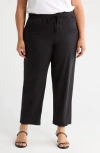 Caslonr Caslon(r) Drawstring Wide Leg Linen Blend Pants In Black