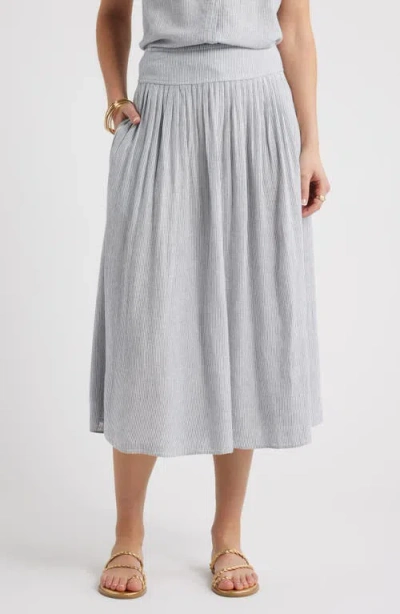 Caslonr Caslon(r) Pull-on Linen Blend Midi Skirt In Gray