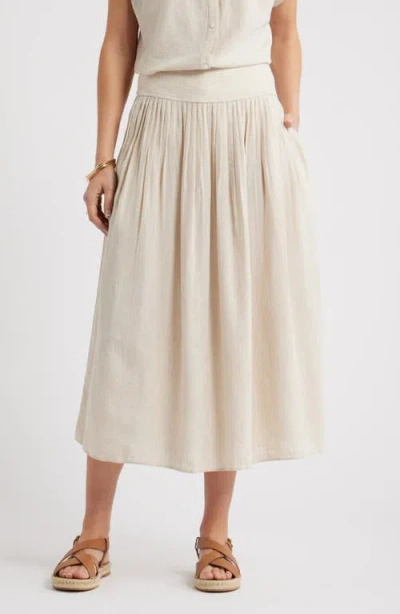 Caslonr Caslon(r) Pull-on Linen Blend Midi Skirt In Neutral