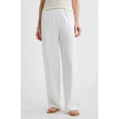 Caslonr Caslon(r) Pull-on Wide Leg Linen Pants In White