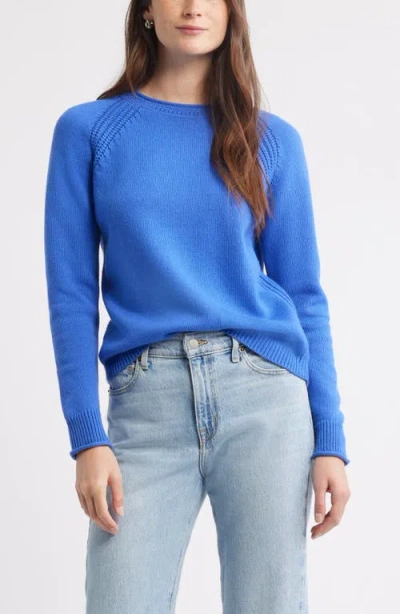 Caslonr Caslon(r) Raglan Sleeve Roll Neck Wool & Cotton Sweater In Blue