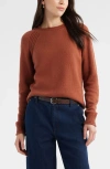 Caslonr Caslon(r) Raglan Sleeve Roll Neck Wool & Cotton Sweater In Brown