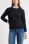 Caslonr Caslon(r) Raglan Sleeve Roll Neck Wool & Cotton Sweater In Black