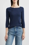 Caslonr Caslon(r) Raw Edge Raglan Sleeve T-shirt In Navy Blazer