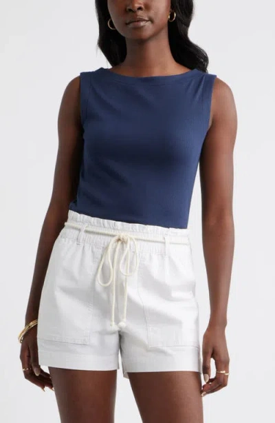 Caslonr Caslon(r) Rib Knit Boat Neck Tank In Blue
