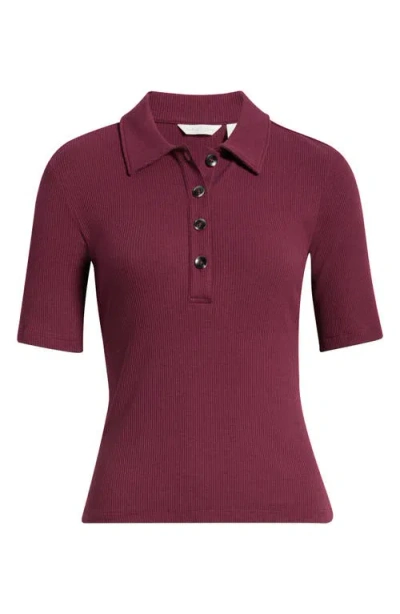 Caslonr Caslon(r) Ribbed Polo In Burgundy