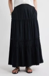 Caslonr Caslon(r) Rickrack Trim Linen Blend Tiered Maxi Skirt