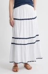 Caslonr Caslon(r) Rickrack Trim Linen Blend Tiered Maxi Skirt