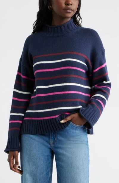 Caslonr Caslon(r) Roll Neck Striped Sweater In Blue