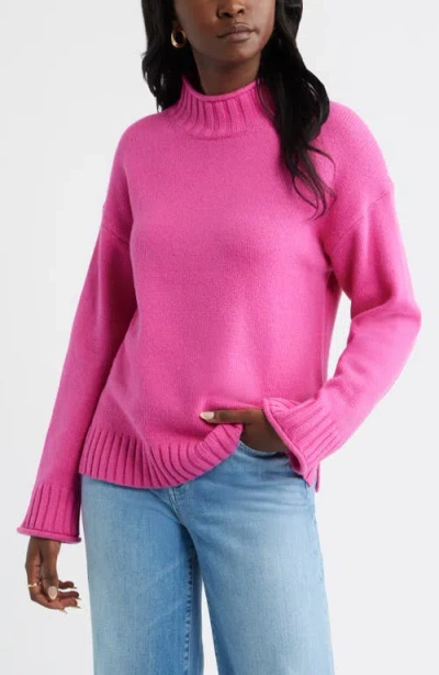 Caslonr Caslon(r) Roll Neck Striped Sweater In Pink