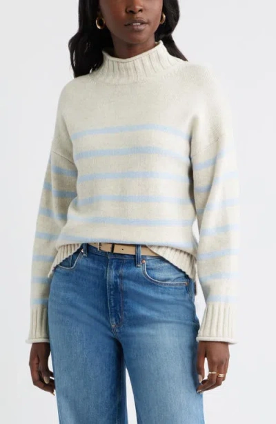 Caslonr Caslon(r) Roll Neck Striped Sweater In White