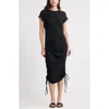 Caslonr Caslon(r) Ruched Cotton Midi T-shirt Dress In Black