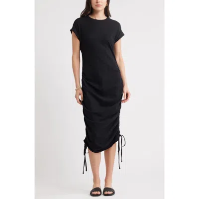 Caslonr Caslon(r) Ruched Cotton Midi T-shirt Dress In Black