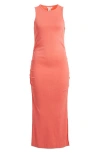 Caslonr Caslon(r) Ruched Tank Midi Dress In Coral Sugar
