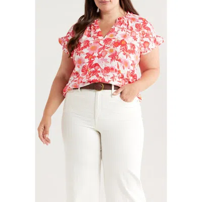 Caslonr Caslon(r) Ruffle Accent Cotton Gauze Top