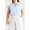 Caslonr Caslon(r) Ruffle Accent Cotton Gauze Top In Blue