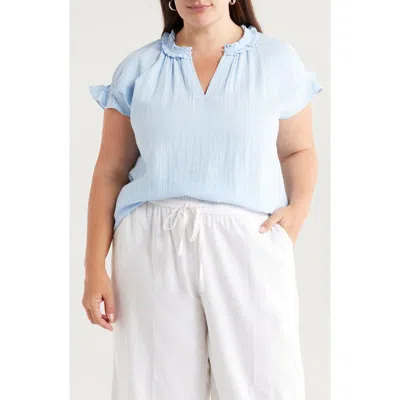 Caslonr Caslon(r) Ruffle Accent Cotton Gauze Top