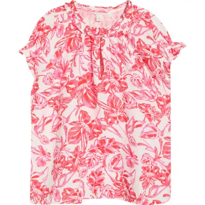 Caslonr Caslon(r) Ruffle Accent Cotton Gauze Top In Pink