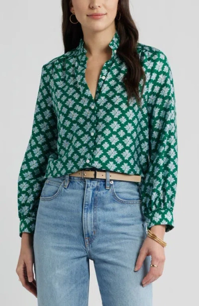 Caslonr Caslon(r) Ruffle Button-up Shirt In Green