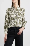 Caslonr Caslon(r) Ruffle Button-up Shirt In Ivory- Green Small Floral