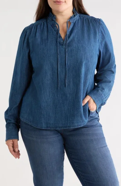 Caslonr Caslon(r) Ruffle Chambray Top In Blue