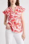Caslonr Caslon(r) Ruffle Cotton Gauze Top In Multi