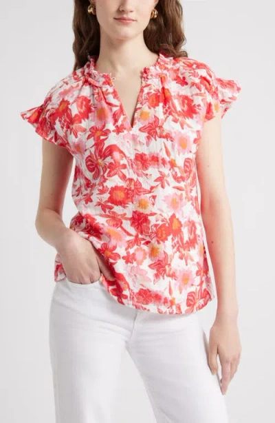 Caslonr Caslon(r) Ruffle Cotton Gauze Top In Multi