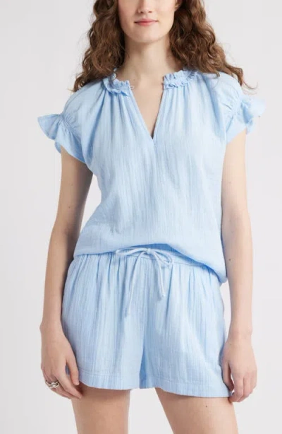 Caslonr Caslon(r) Ruffle Cotton Gauze Top