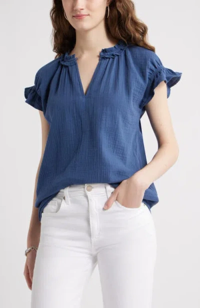 Caslonr Caslon(r) Ruffle Cotton Gauze Top