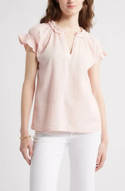 Caslonr Caslon(r) Ruffle Cotton Gauze Top
